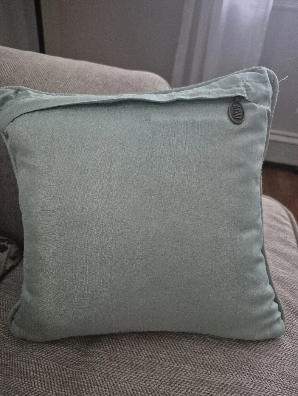 Pier1 Imports Embroidered Beaded Floral Accent Pillow in Teal and White